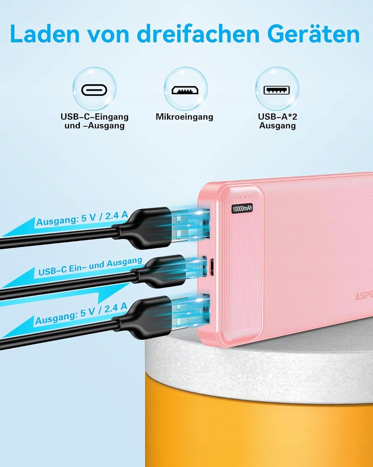 ASPERX Power Bank 2 Sztuki 10000mAh USB-C Kompatybilny z iPhone Samsung — miniatura 6