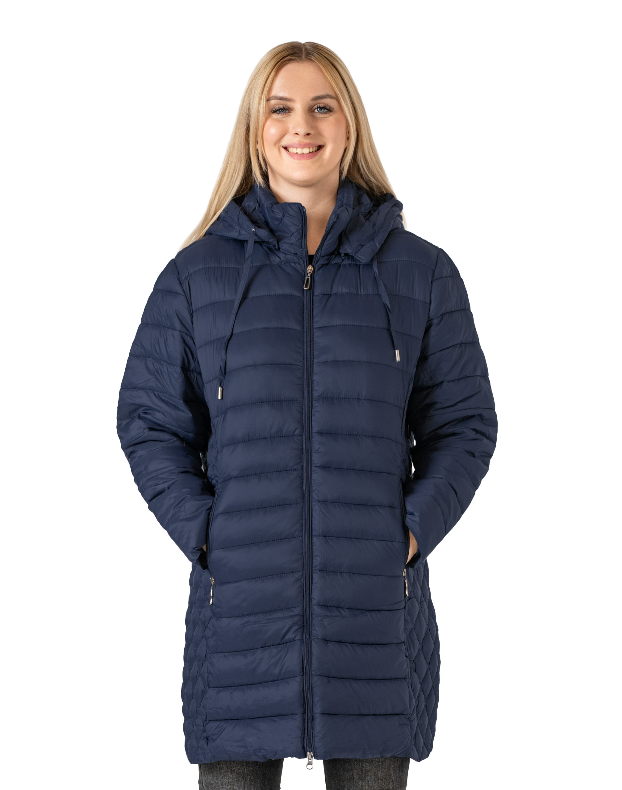 Dlouhá teplá zateplená bunda pro ženy zateplená na zimu A0501-3 4XL