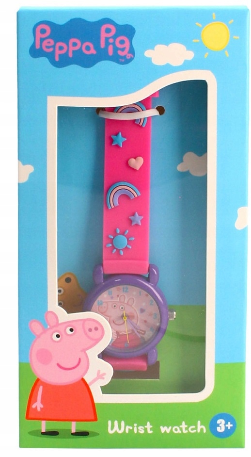 ŚWINKA PEPPA Zegarek 3D na rękę Analogowy Wskazówk Kolor tarczy fioletowy