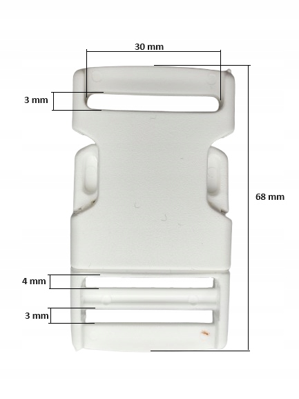 Klamra zatrzaskowa plastikowa 30 mm do paska 1 sztuka biały Kod producenta Klamra zatrzaskowa 30 mm 1 sztuka biała