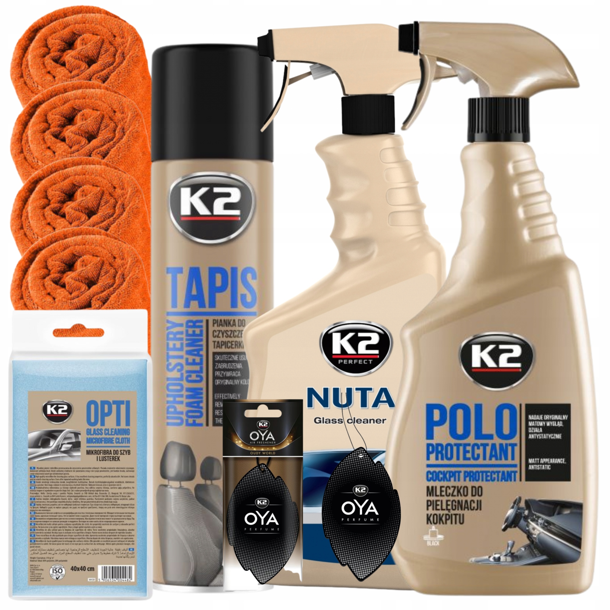 ZESTAW KOSMETYKÓW DO PIELĘGNACJI AUTA WNĘTRZA SZYB KOKPITU K2