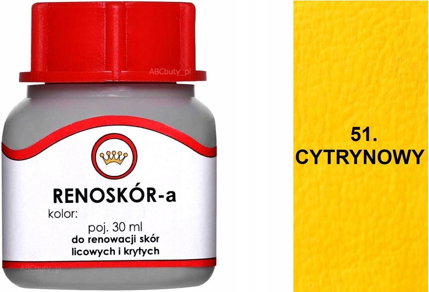 CYTRYNOWY 51 WILBRA RENOSKÓR 30 ML FARBA DO OBUWIA ZE SKÓRY BARWNIK LAKIER Nazwa Lakier do renowacji powierzchni naturalnej skóry licowej gładkiej Barwnik w płynie Farba