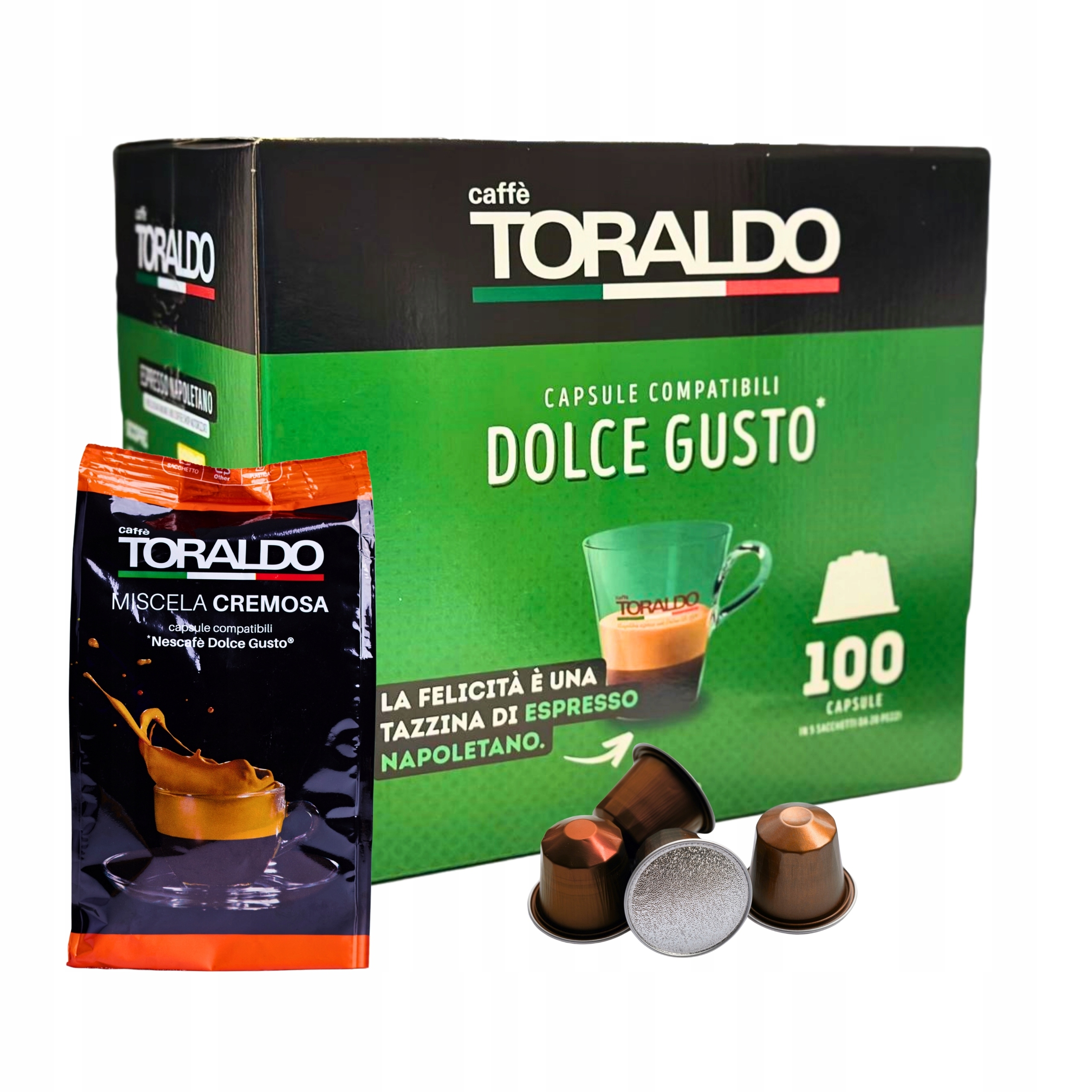 Italské kapsle do Nescafè Dolce Gusto Toraldo x100 Směs Cremosa