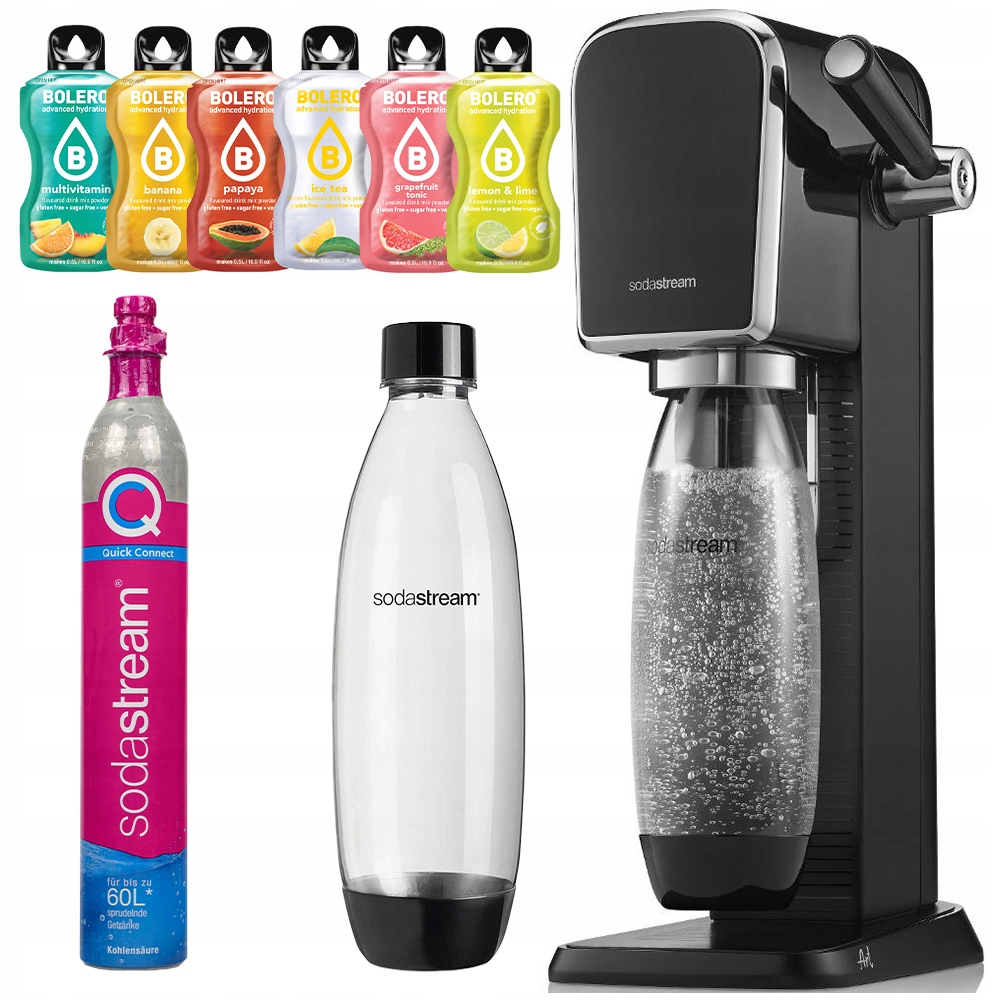 Saturátor vody SodaStream Art Premium v čiernej farbe fľaša 1 l Sada