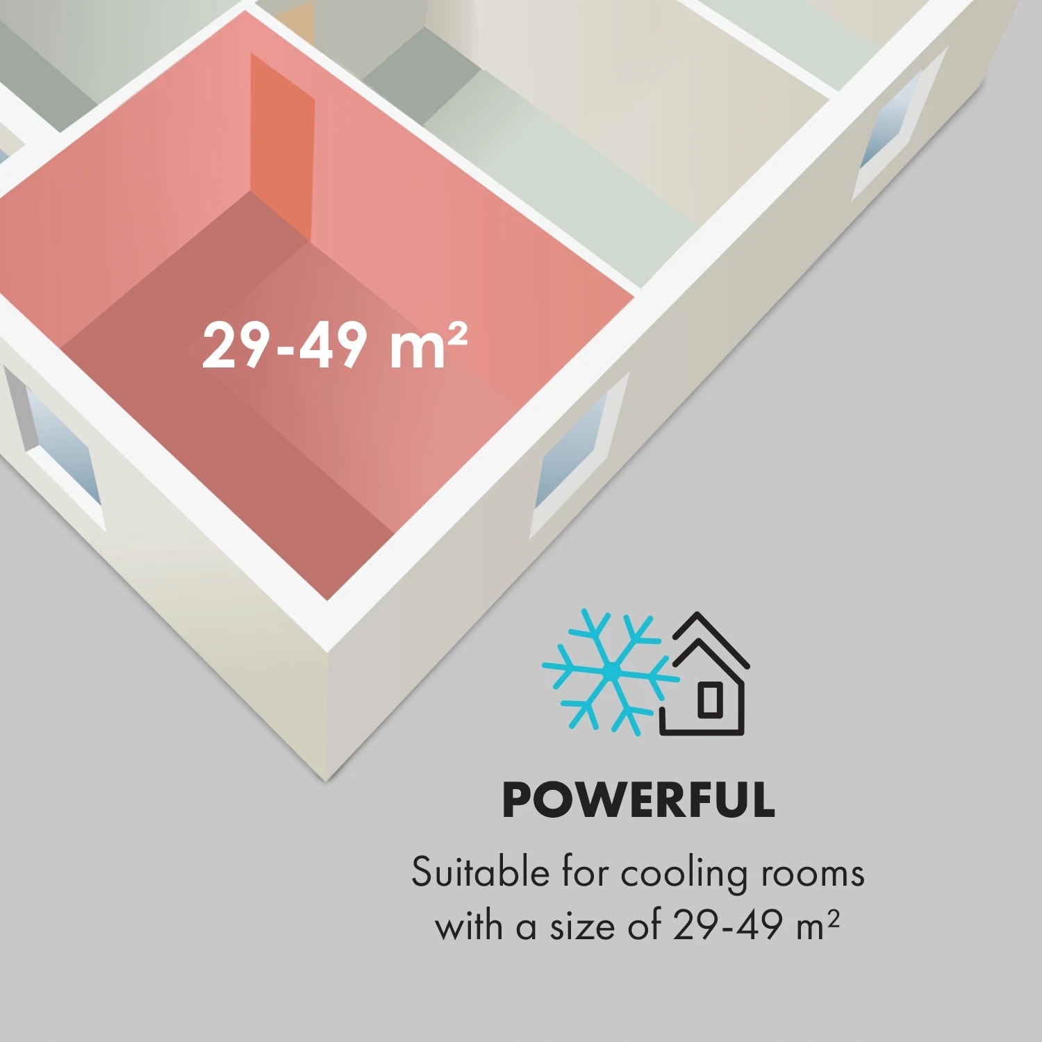 KLIMATYZATOR PRZENOŚNY 2,9KW MOBILNY 59M2 + ZWĘŻKA Kolor dominujący biały