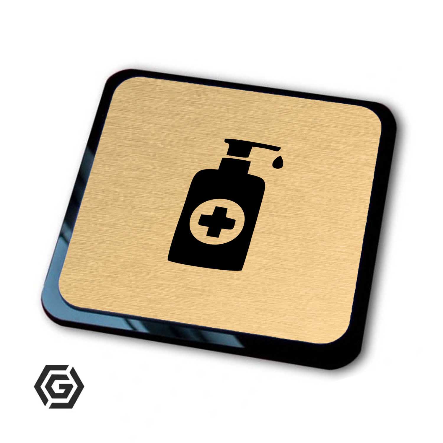 Złota tabliczka informacyjna umyj ręce 2 10x10 cm Szerokość produktu 10 cm