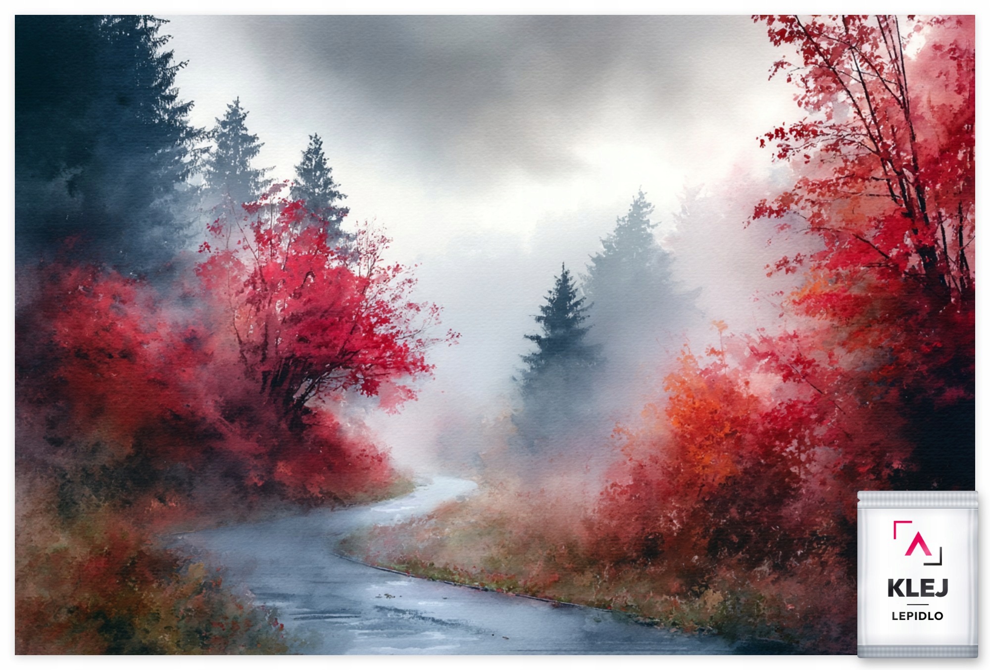 Fototapeta Flizelina Krajina Cesta Silnice Stromy Podzim Mlha 254x184 130g
