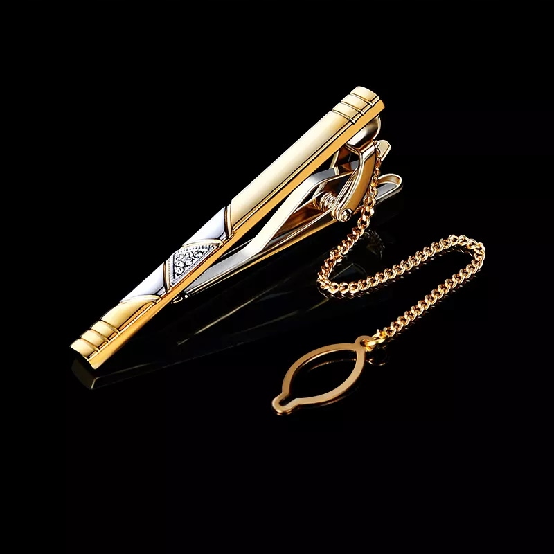 Spinka do krawata + PUDEŁKO złota elegancka modna prezent dla Niego