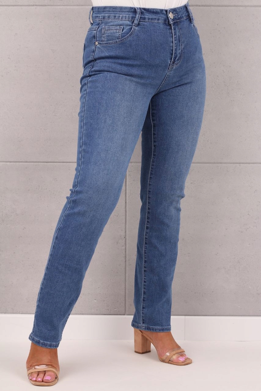 SPODNIE JEANSOWE SZEROKIE NOGAWKI DUŻE ROZMIARY BAWEŁNIANE JEANSY LUŹNE Wzór dominujący bez wzoru