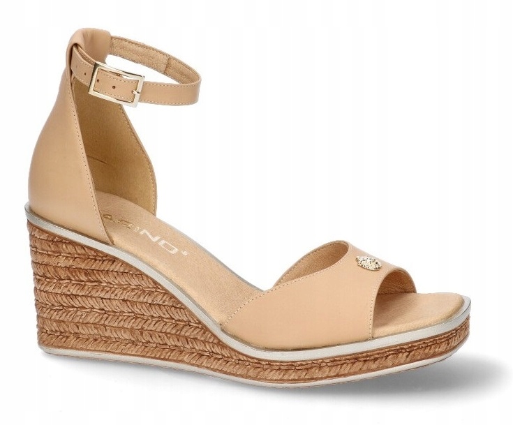 Béžové kožené espadrilkové dámské sandály na platformě Karino 40