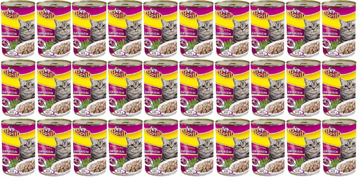Levně Krmivo Basil 415 g s drůbežím masem pro kočky 30ks konzerva
