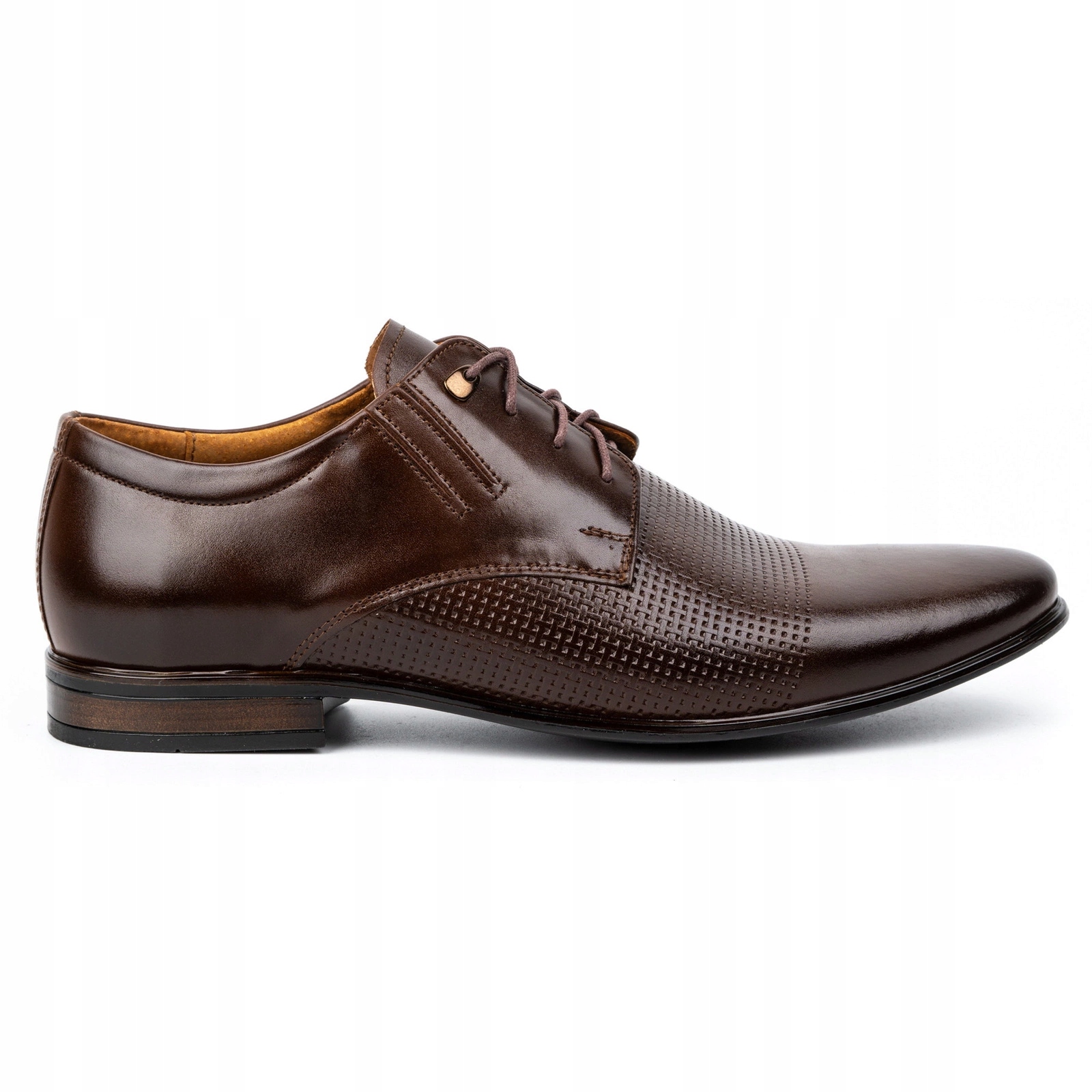 Pánské společenské boty z přírodní kůže 482 tmavě hnědá polská výroba 38