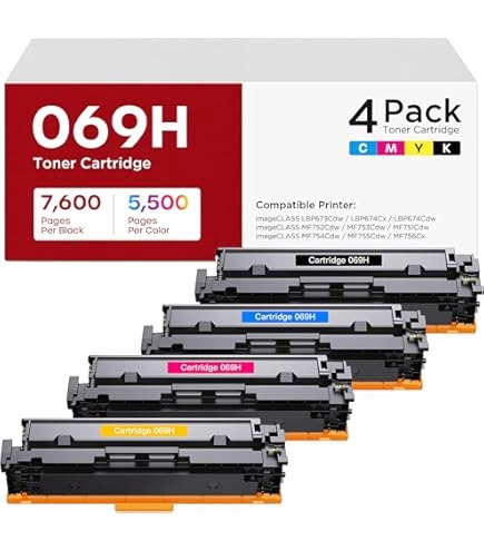 4x Toner Do Canon i-SENSYS MF752Cdw MF754Cdw LBP673Cdw CRG-069H Chip