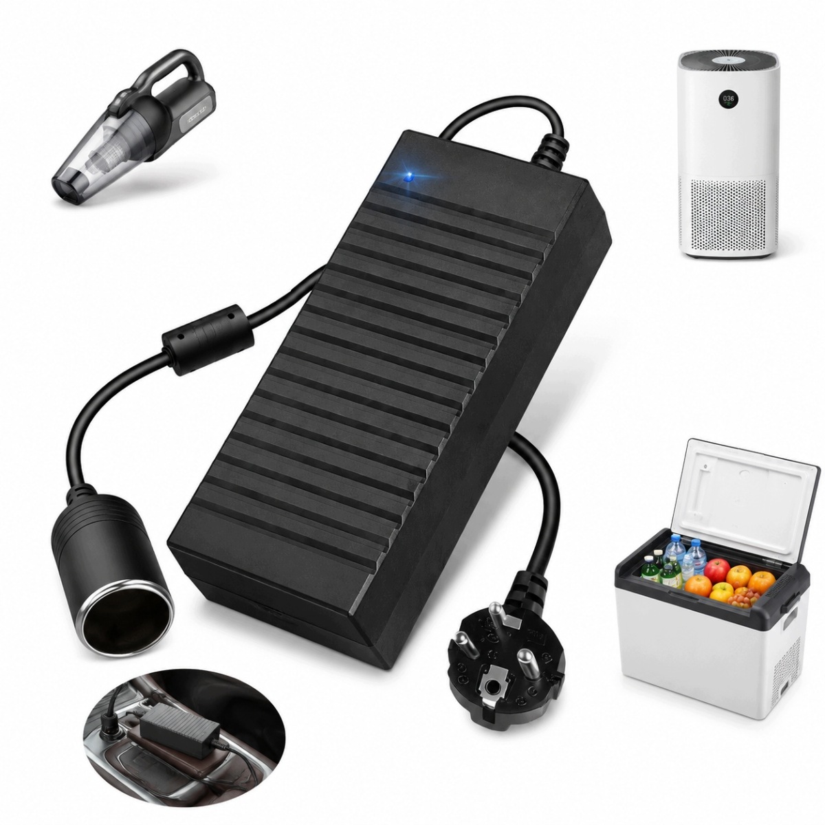 Przejściówka Zapalniczki Reduktor Napięcia Przetwornica Adapter 230V/12V.