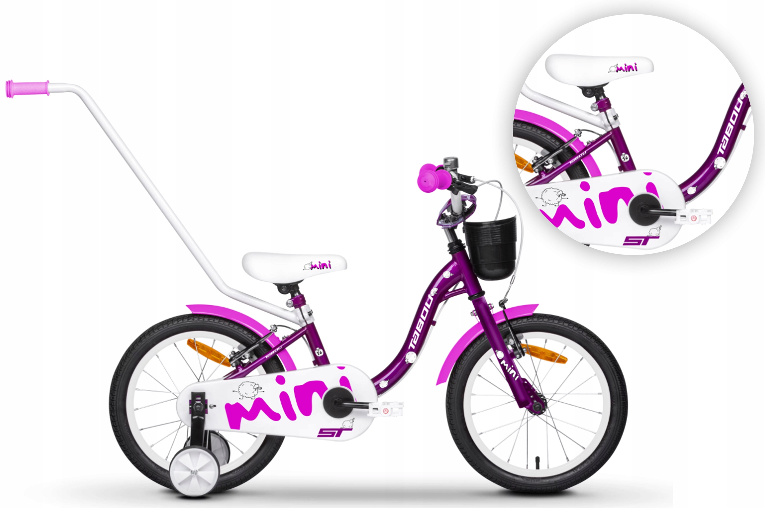Rower dziecięcy 16" Tabou Mini St purpurowy biały R25