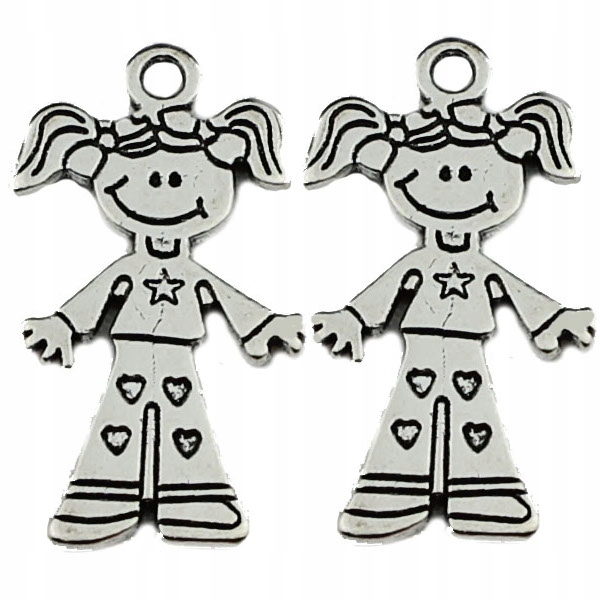 Zawieszka metalowa charms Dziewczynka 27x14mm 2szt