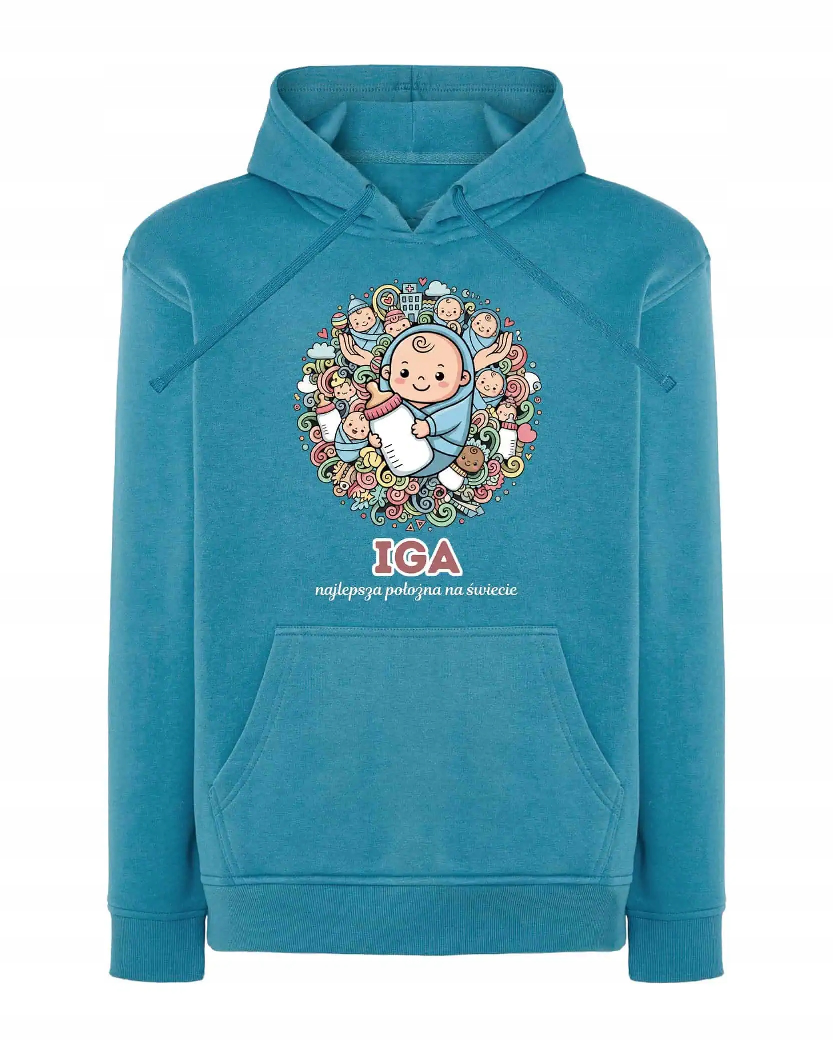 Mikina s kapucí Porodní asistentka Personalizovaná Ilustrační Modrá M