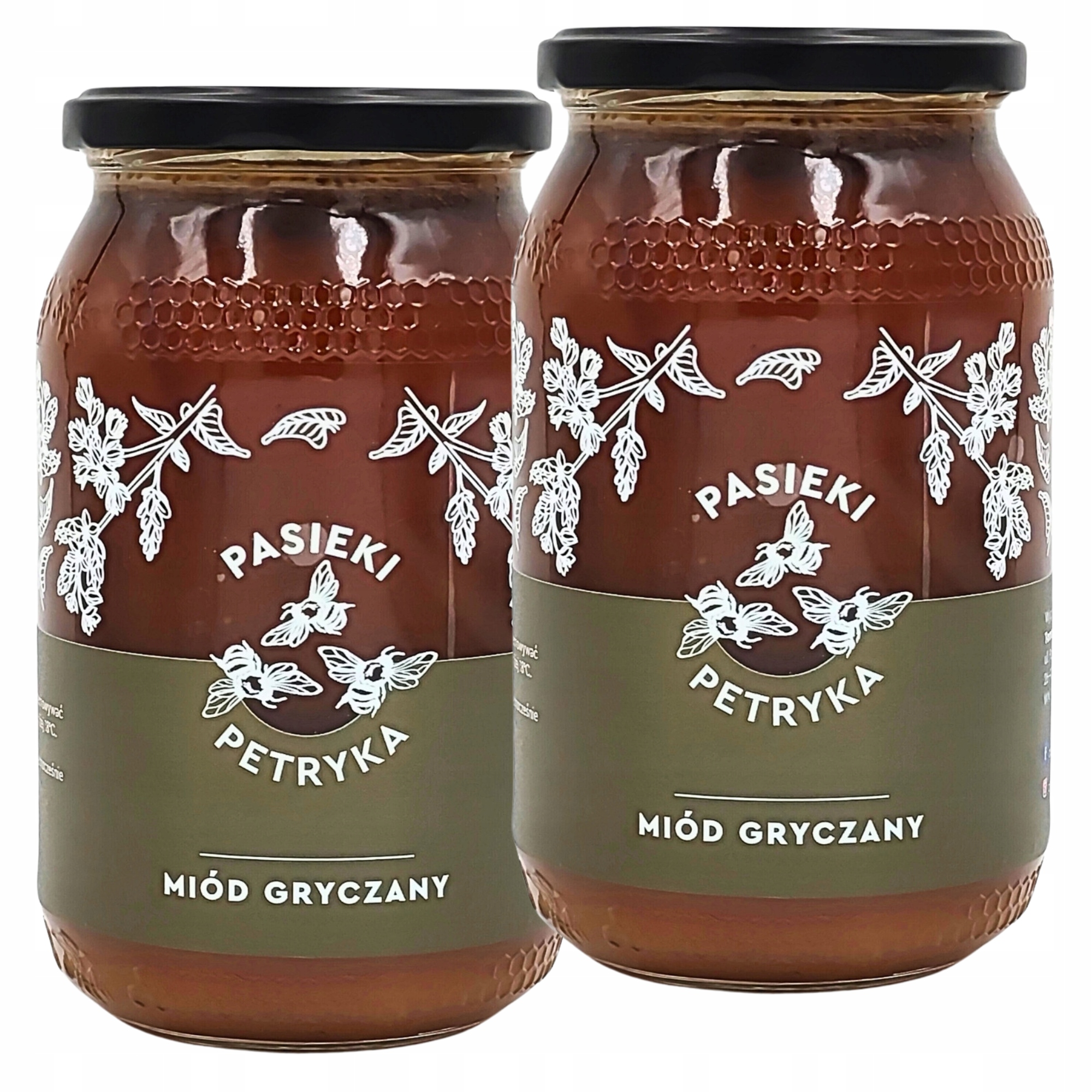 Miód gryczany 2 x 1,2 kg dwa duże słoiki Pasieki Petryka