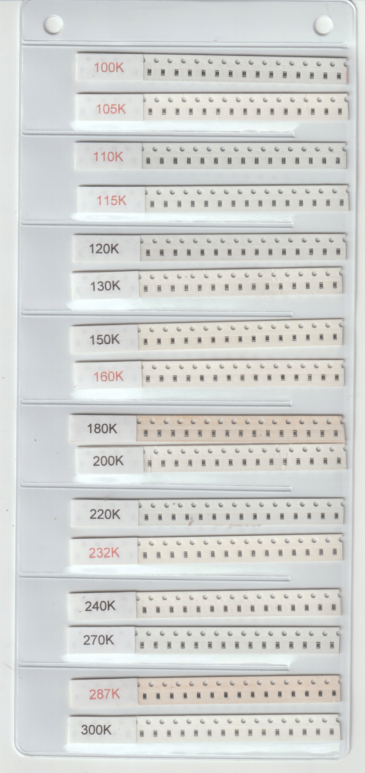 [640szt] Zestaw Rezystorów Smd 0603 100K-910K Szereg E-24 8