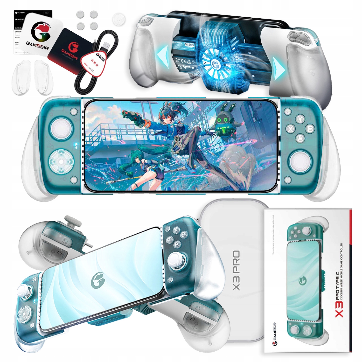 Mobilny kontroler gamepad GameSir X3 Pro Type-C z chłodzeniem Android iOS