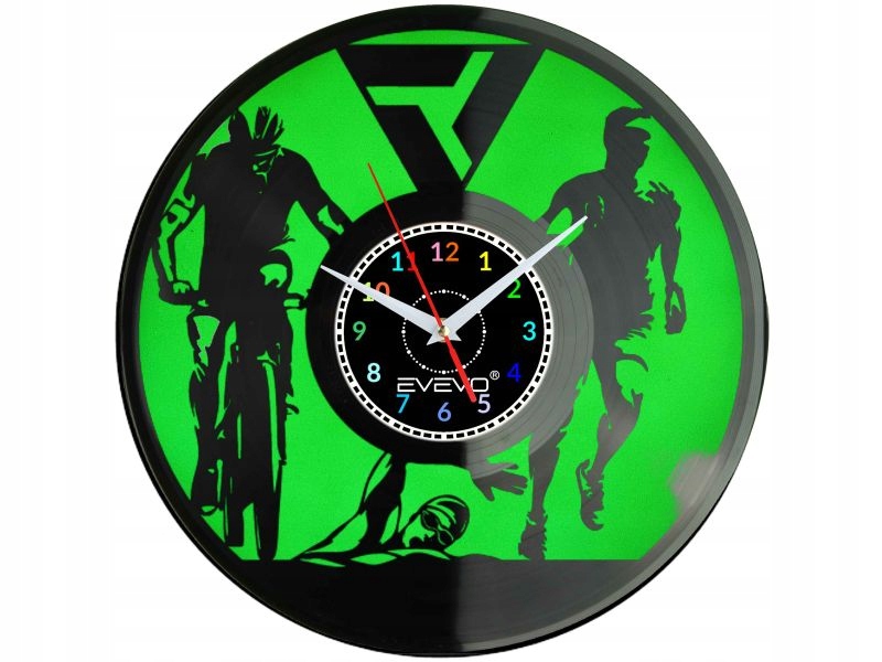 Nástěnné Hodiny Ironman Triatlon Fluorescenční Pozadí Vinylová Deska Dárek