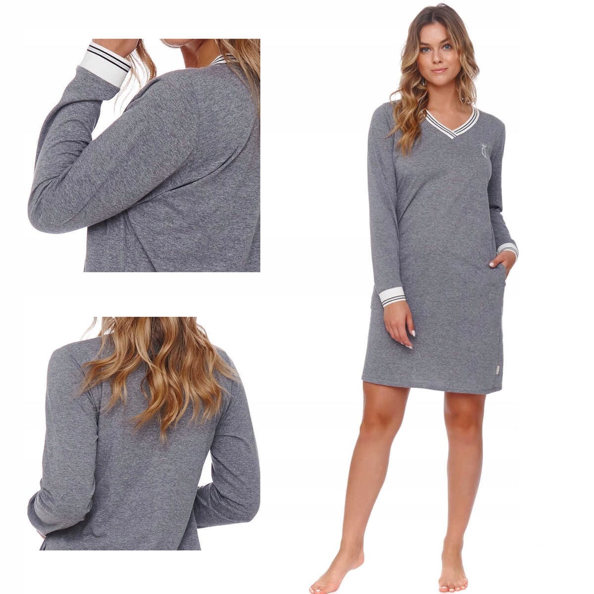 Doctornap Košile noční pohodlná tunika Tm 4534 tmavě šedá plus 2XL
