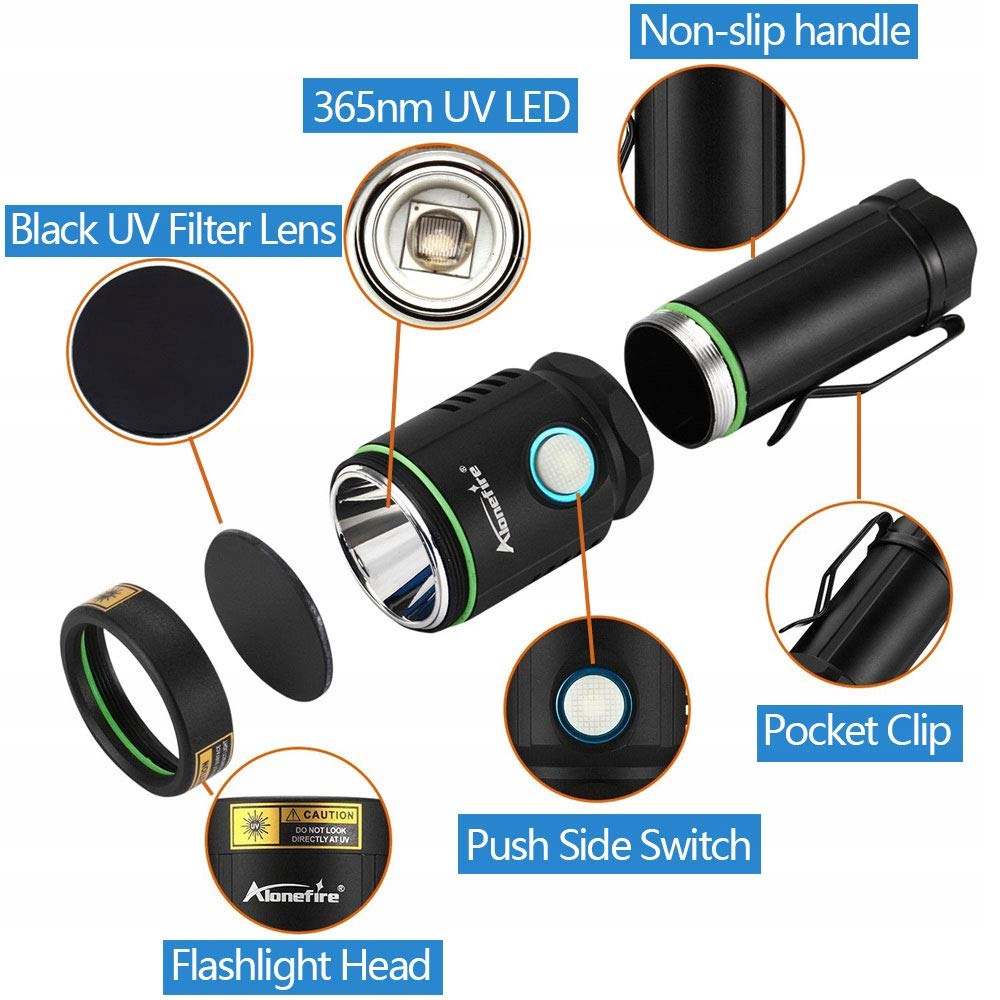 Alonefire x901UV 10W 365NM Latarka UV Przenośna — miniatura 3