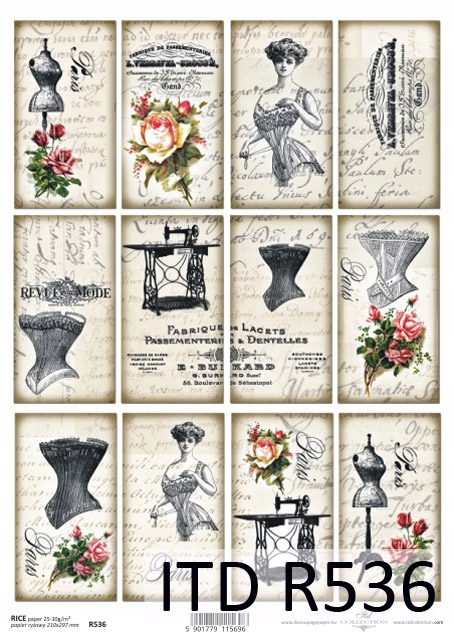 Papier Ryżowy R0536 z włoskami A4 decoupage
