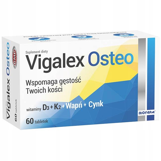 Vigalex osteo podporuje hustotu kostí d3 + k2 + vápnik + zinok