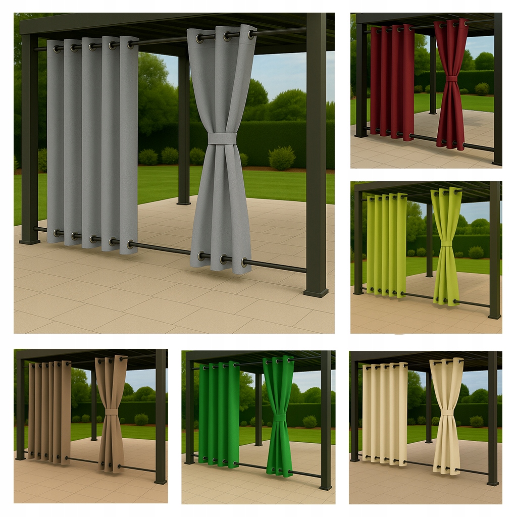 Záhradné závesy na mieru Vodotesné, šírka 350 cm, priechodky hore a dole