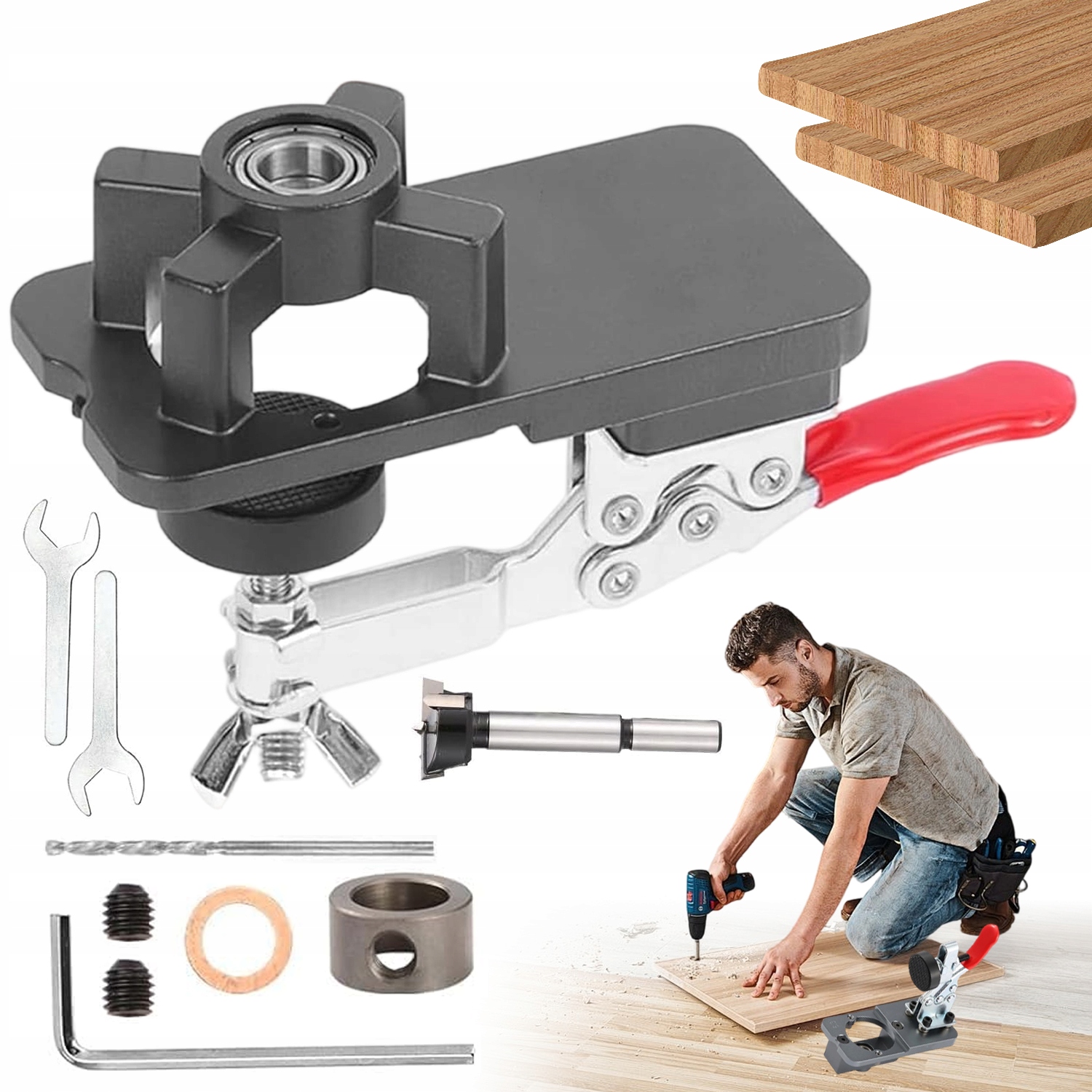 Šablona Pro Vrtání Pod Závěsy 35 MM Hliníková Se Svorkou Pro Nábytek Skříní