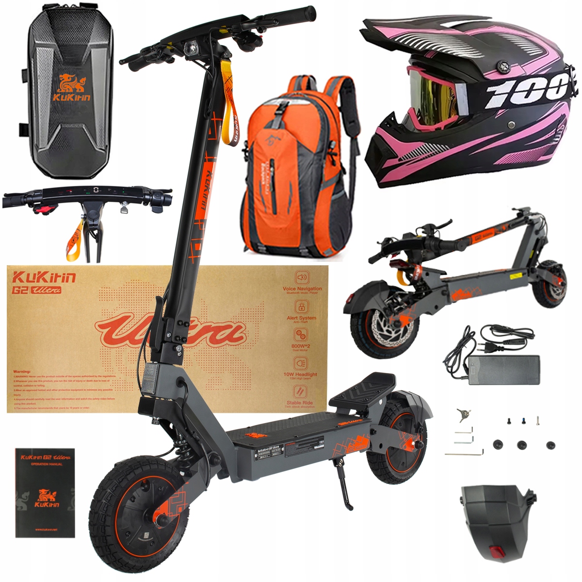 Kukirin G2 Ultra elektrické vozidlo 2000W 55km/h 55KM 48V18Ah 10" dárky