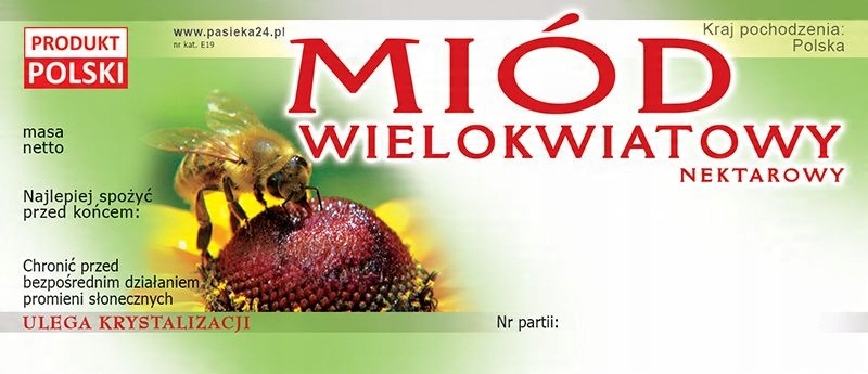 

Paczka etykiet na miód wielokwiatowy (100szt) E19