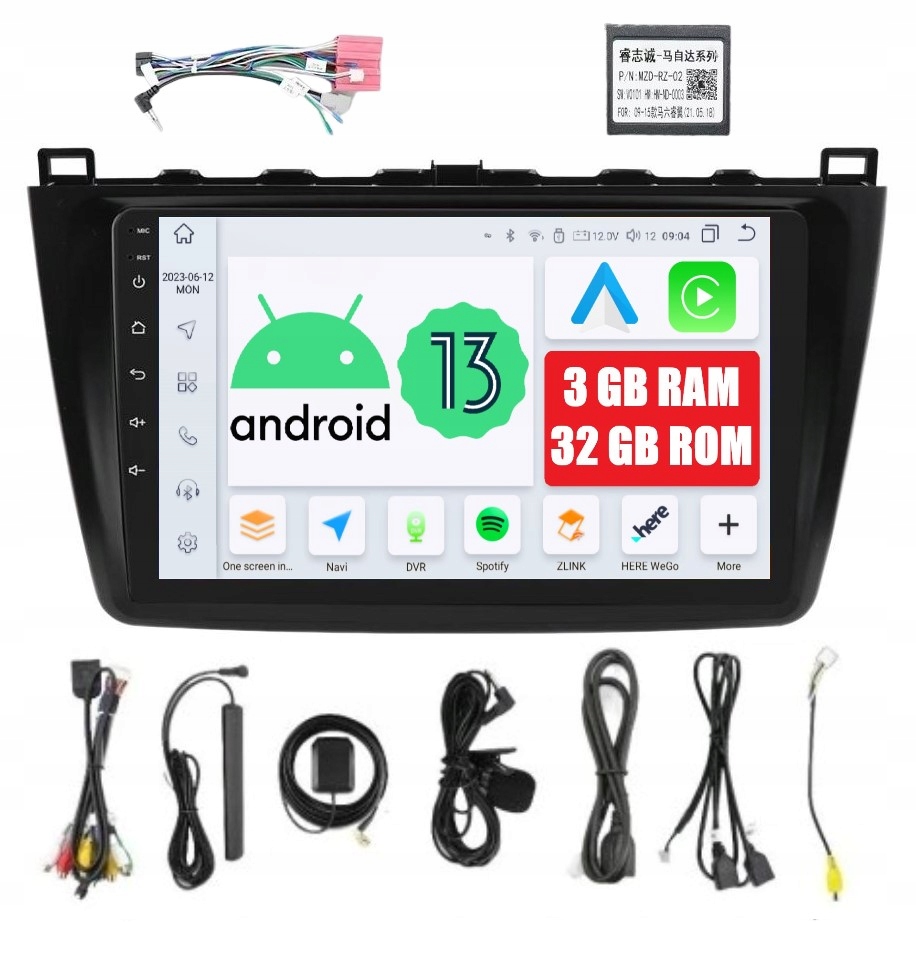 Navigácia Rádio 2DIN Android Mazda 6 II 2 Carplay 3/32 Gb Dsp Lte