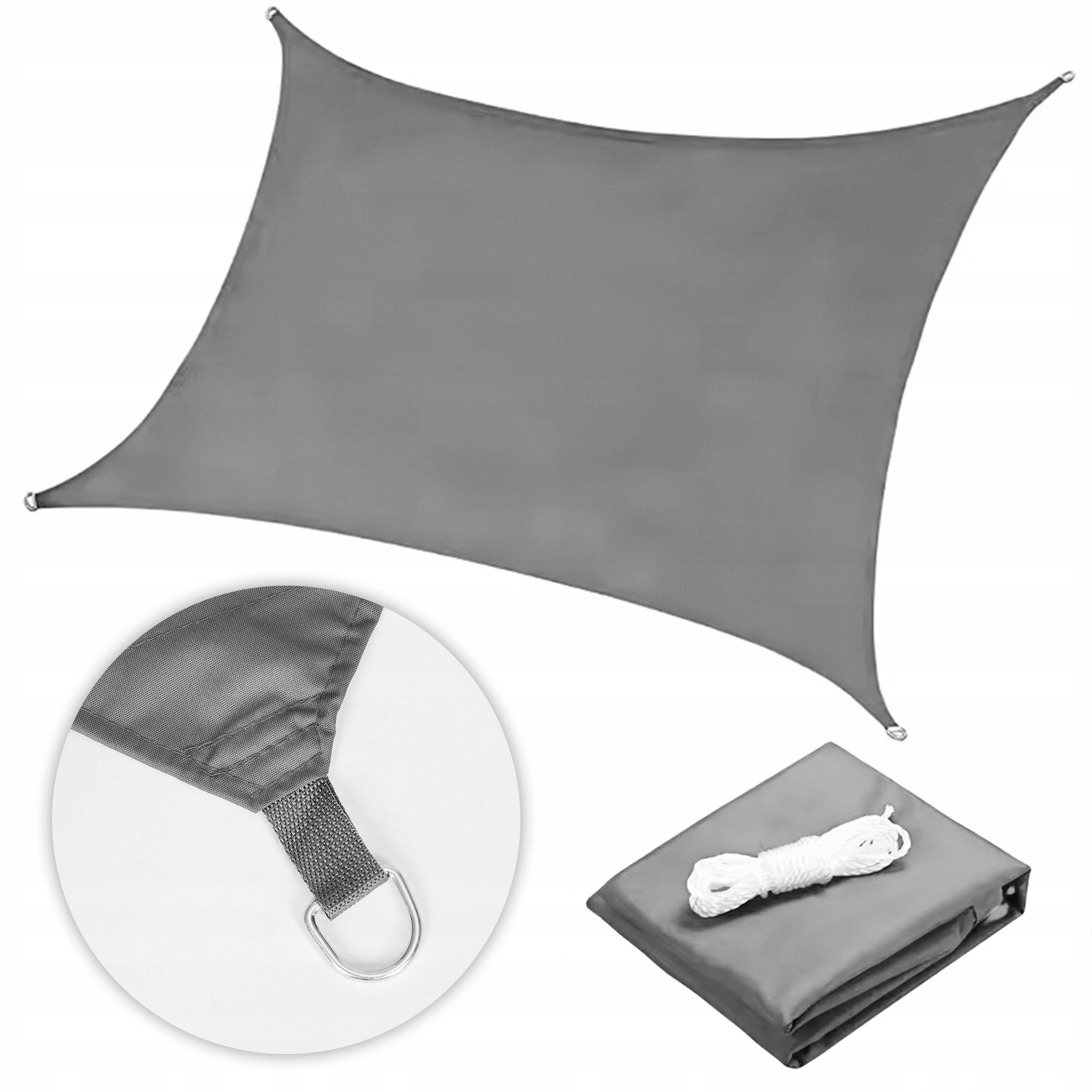 Kvadratová sluneční plachta 3x3 m, voděodolná, šedá