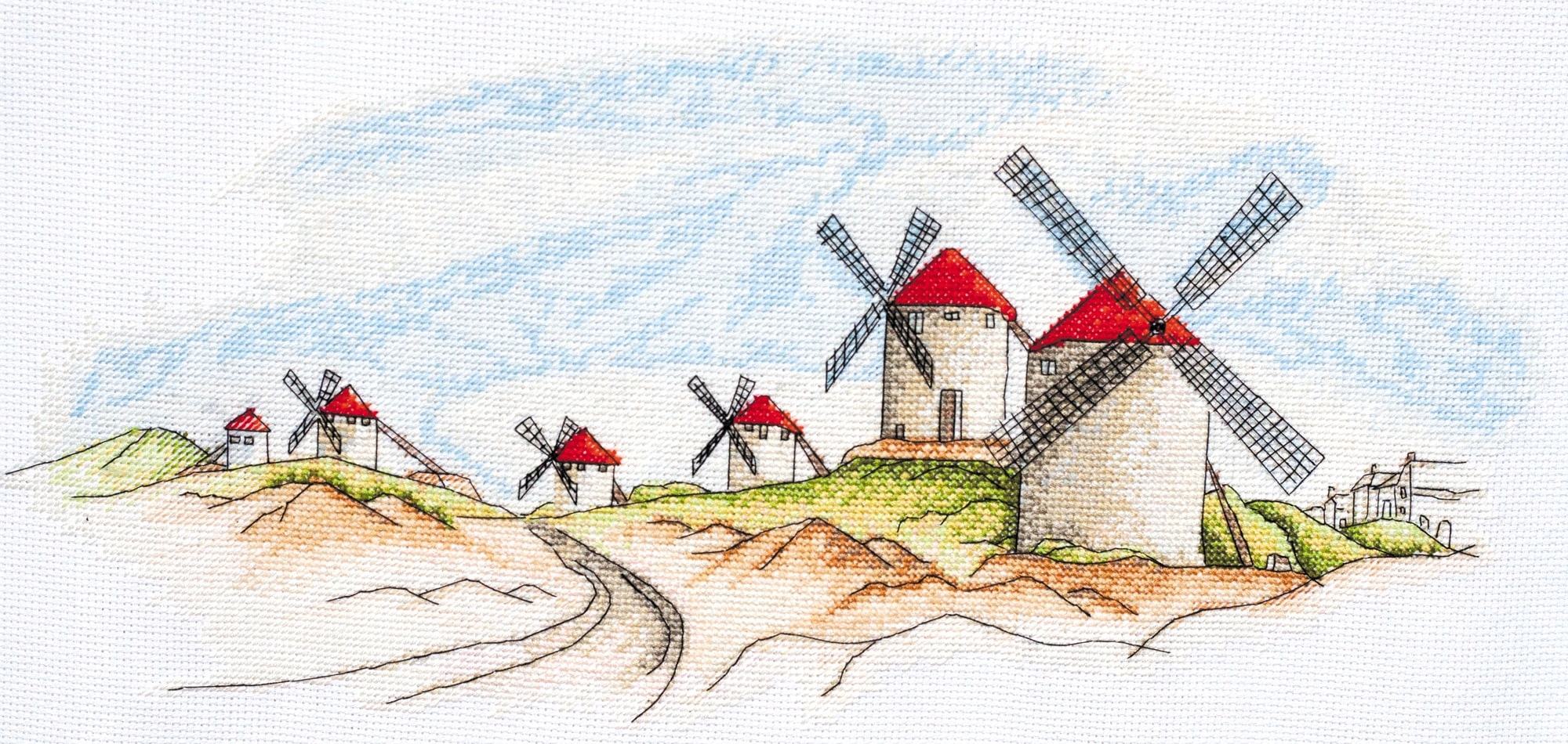 Sada křížkového stehu "Windmills" vyšívací sada pro kutily