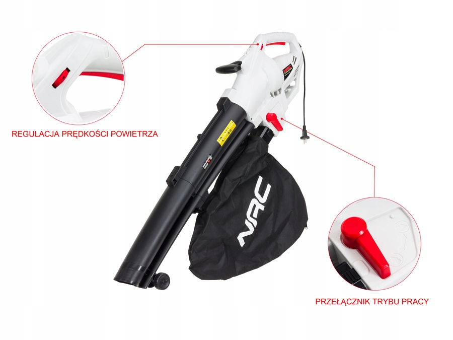 ODKURZACZ DMUCHAWA do liści 3500W NAC VBE350-AS-DW 3w1 Wydajność 133 m3/min