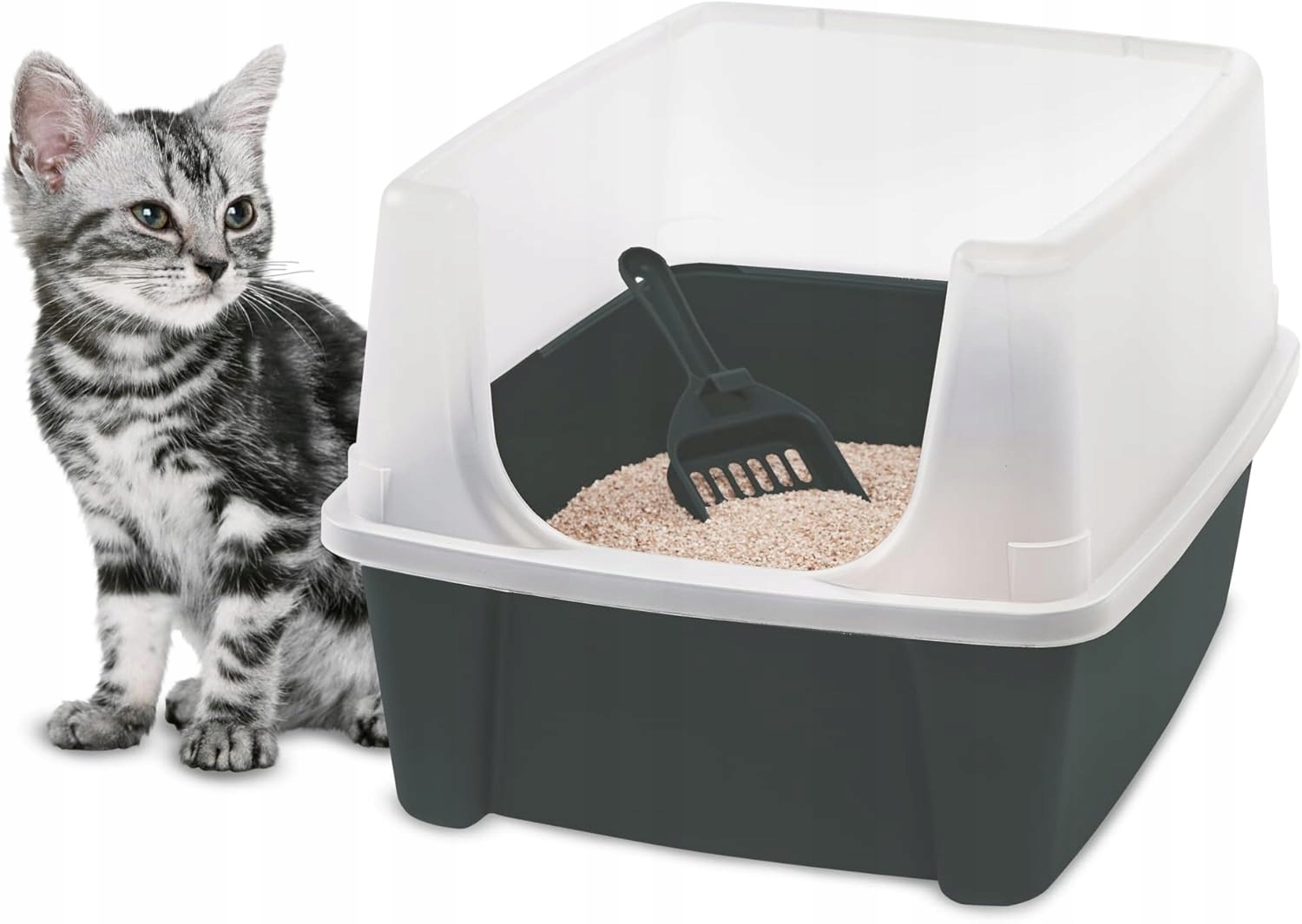 Iris Ohyama Otevřená Kočičí Toaleta Pro Kočky Toaleta Na Stelivo 48x38x30 cm Lopatka
