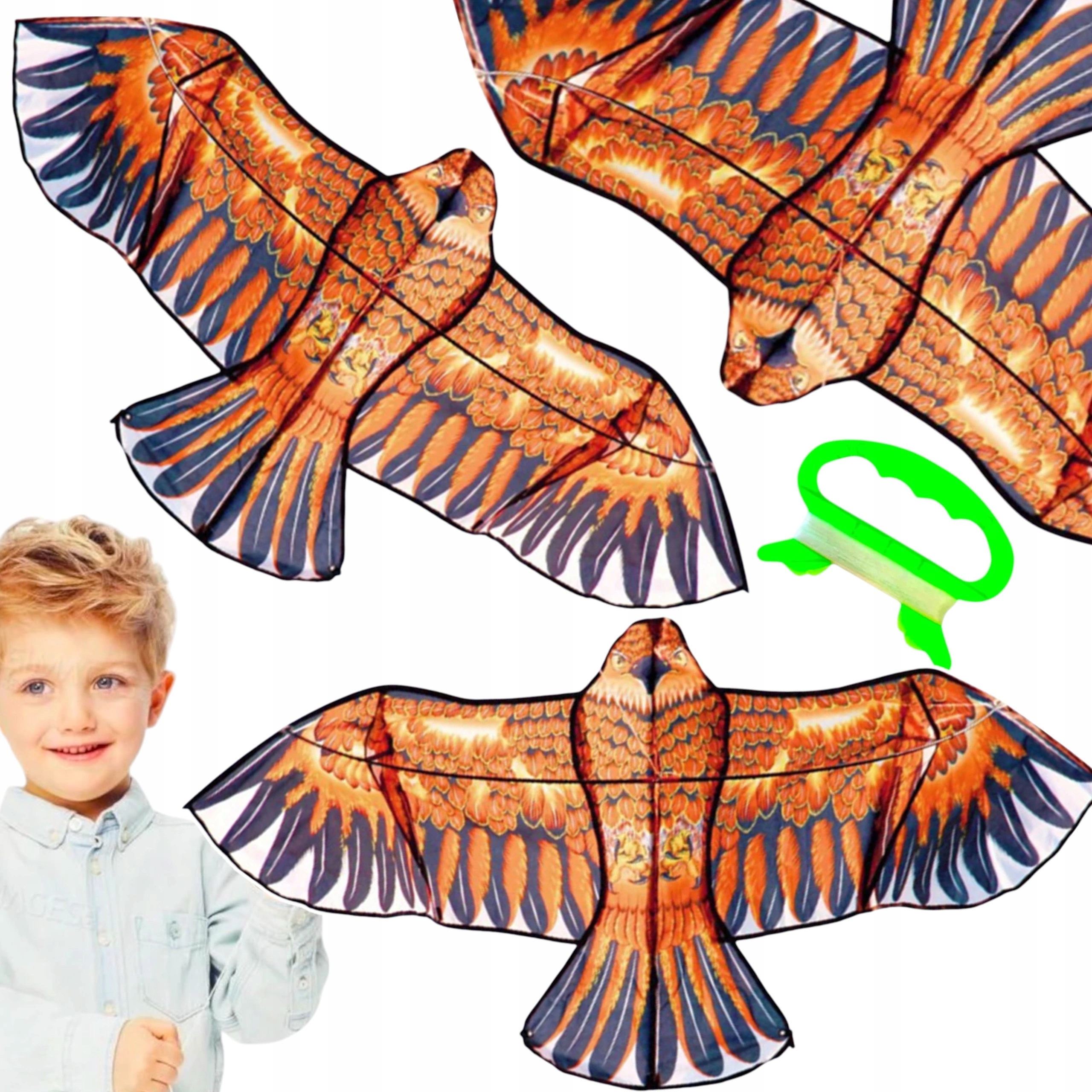 МЕГА ВОЗДУШНЫЙ ЗМЕЙ ОРЕЛ СИЛЬНЫЙ БОЛЬШОЙ ОГРОМНЫЙ ПТИЦА XXL 110 СМ ОТПУГИВАТЕЛЬ ПТИЦ