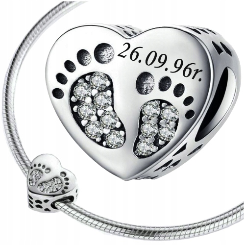 

Charms srebro 925 Stópki Dziecięce serce Grawer