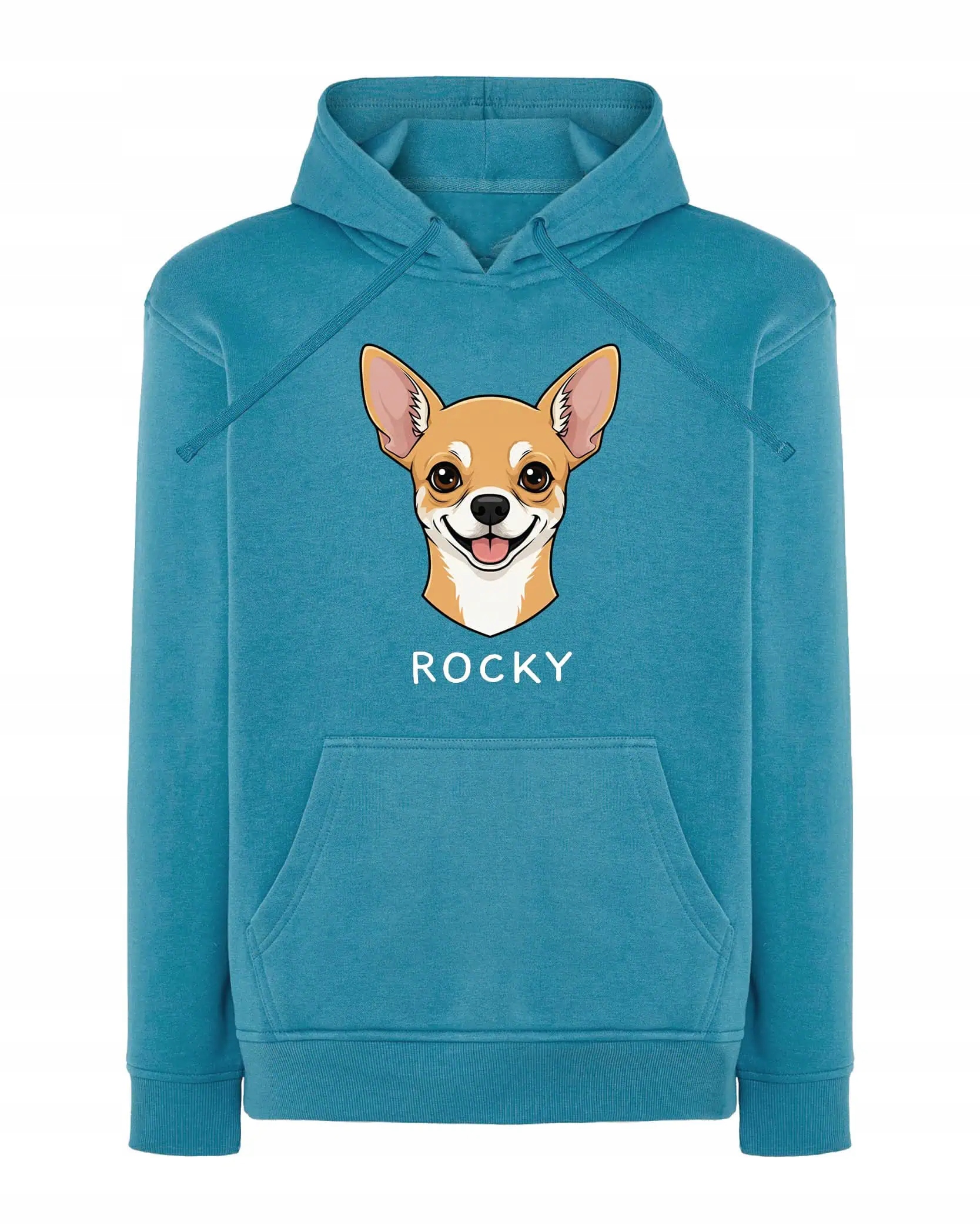 Mikina s kapucí Chihuahua Personalizovaná Pupil Pes Světle modrá L