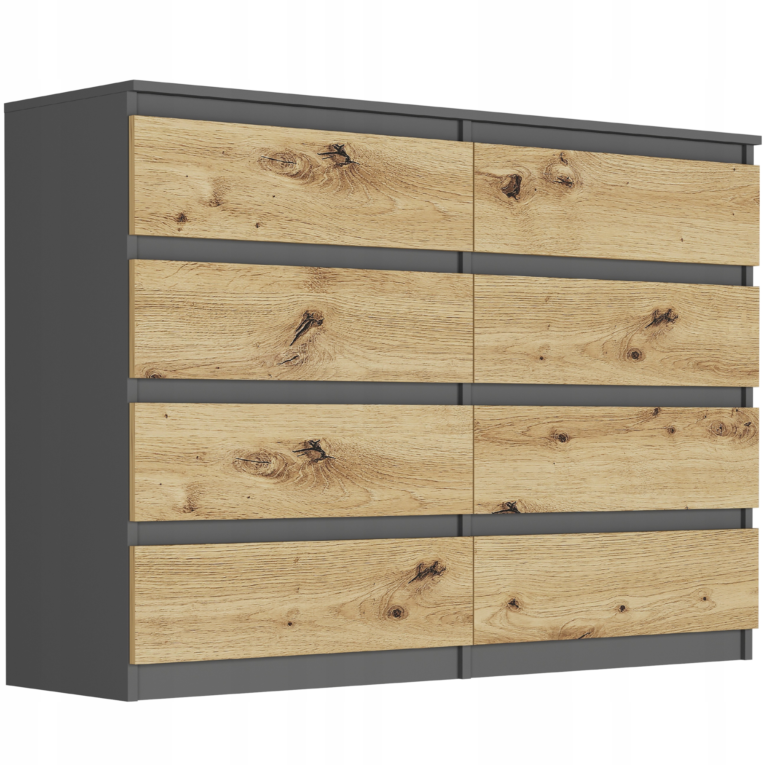 Moderní Komoda 140 CM Skříňka S 8 Zásuvkami Pl R-140-S8 Antracit MIX Artisan