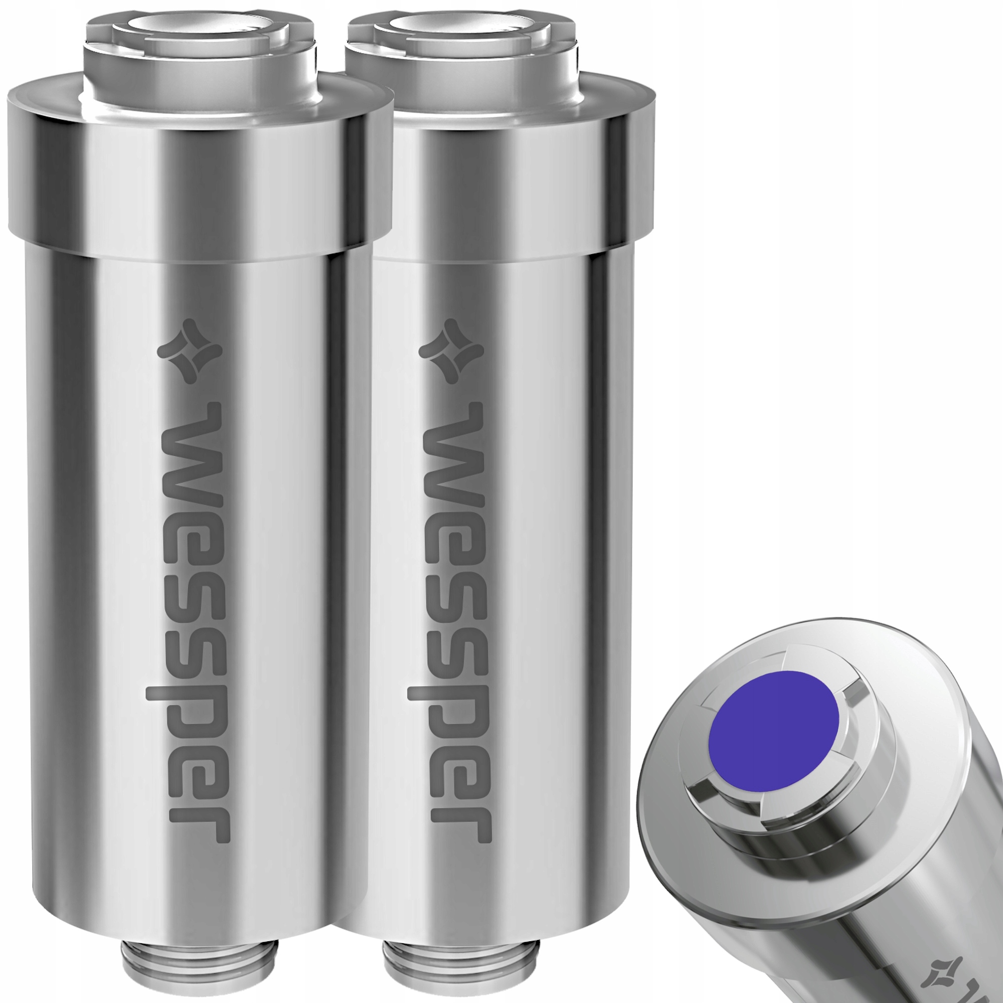 2x Filtr prysznicowy AquaShower Silver z KDF oczyszcza wodę