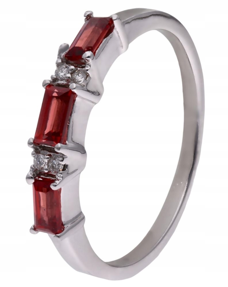 Prstýnek Ag 925 granát s diamantem CVD-3151-R-GA vel.20