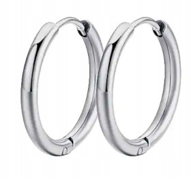 KOLCZYKI MĘSKIE SREBRNE 2 PARY KÓŁKA 10 mm HUGGIE STAL CHIRURGICZNA Materiał stal