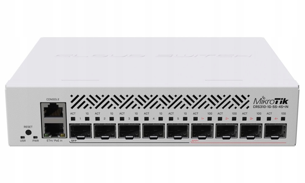 MikroTik Cloud Router Switch CRS310-1G-5S-4S+IN, 800MHz Cpu, 256MB Ram, 5xS