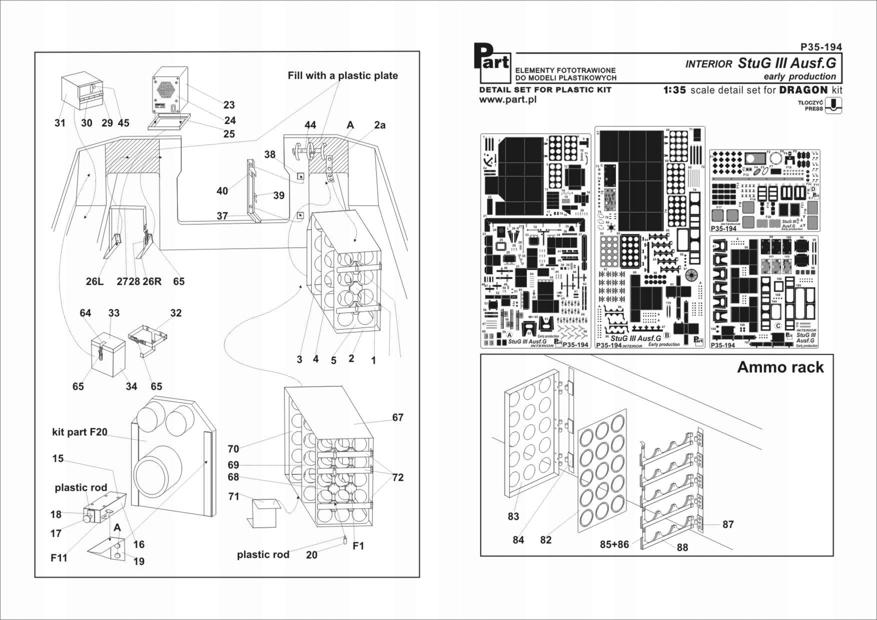 Part P35-194 1/35 Stug III Ausf.G early Interiér (Dragon)