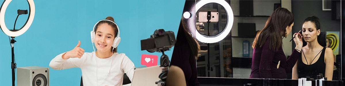 LAMPA PIERŚCIENIOWA RING LED ZE STATYWEM 240W 30cm Źródło światła LED