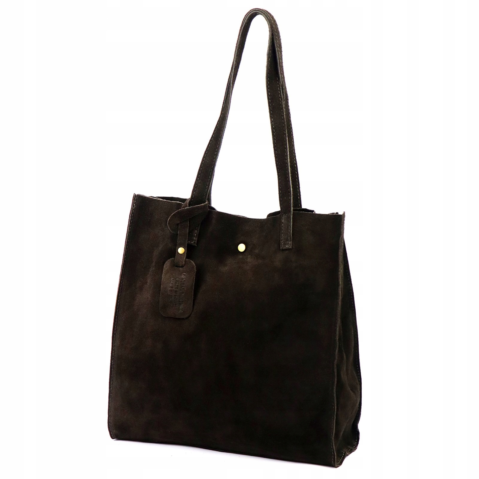 Módní semišový vak z pravé kůže vera pelle kabelka hnědá čokoládová