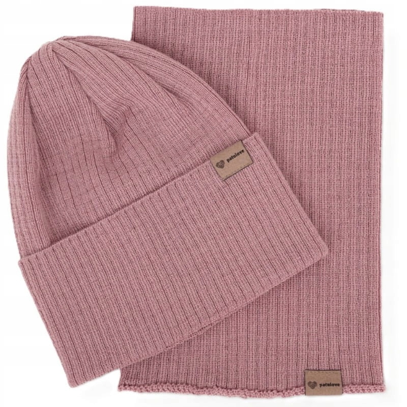 Patulove Merino set zestaw całoroczny dla dzieci czapka i komin Blush